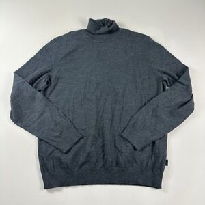 Hugo Boss Virgin Wool Turtleneck Sweater Dark Gray Mens 2XL Sweatshirt Slim Fit